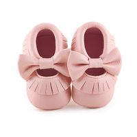 Delebao Infant Toddler Baby Soft Sole Tassel Bowknot Moccasinss Crib Shoes (12-18 Months, Pink)