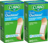 CURAD Truly Ouchless Silicone Bandages, Flexible Fabric, 20 Count (Pack of 2)