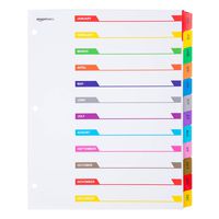 AmazonBasics Monthly Paper Binder Dividers, 12-Tab, 10/Pack