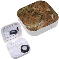 Portable Contact Lens Case Box Travel Kit Mirror + Bottle + Tweezers Container Holder [ Spiral Decorative Doodles ]