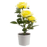 LEDMOMO Solar Flower Pot LED light Rose Flower Table Lamp 3 Lights Flower LED Flexible Flower Desk Lamp for Home Garden Room Decoration (Yellow)