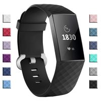 adepoy Compatible with Fitbit Charge 3 Bands for Women Men Large Small, Adjustable Replacement Wristbands for Fitbit Charge 3 and Fitbit Charge 3 SE, Black, Small