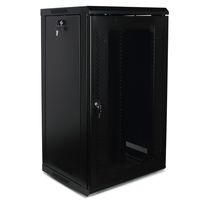 Makom 18U Server Rack Wall Mount Network Data Cabinet Enclosure Wallmount Glass Door Lock with Fan and Venting Slots