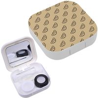 Portable Contact Lens Case Box Travel Kit Mirror + Bottle + Tweezers Container Holder [ Croissant Line ]