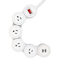Globe Electric Flexigon Surge Protector Strip, 4X 3-Pin Grounded Outlets, 2X USB Ports, 3.1A Combined, White Finish, 6ft Power Cord 78317