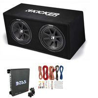KICKER DC12 DUAL 12" 600W Loaded Car Audio Subwoofers Subs+Box+Amplifier+Amp Kit