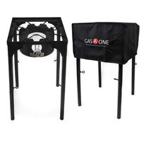GasOne B-3000H-1+50480 Propane Burner with Cover 100,000-BTU High Pressure Stove, Black