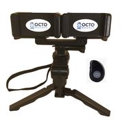 Octo Mount - Dual Cell Phone Tripod & Hand Grip Mount with Remote iOS Bluetooth Shutter. Works with iPhone, GoPro, Android, Samsung. (2 Device Pro Tripod)