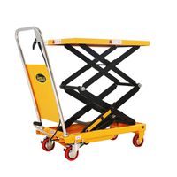 Manual Double Scissor Hydraulic Lift Table Cart - 330lbs | 43.3" Lifting Height | Platform Size 27.6" x 17.7"