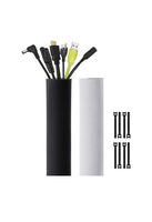 Cable Management Sleeve, Cord Management System with Cable Ties for TV/Computer/Home Entertainment, 39-Inch Flexible Cable Sleeve Wrap Cover Organizer, 2 Piece - Black/White Reversible