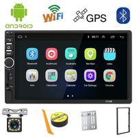 Double Din Car Stereo Android GPS Navigation,7 inch Car Multimedia Player Bluetooth SD USB AUX Input,Car Audio FM Radio,WiFi,Phone Mirror Link, Rear Camera,Support Steering Wheel Control
