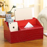 T-ZJHC Multi-Function Tissue Box Desktop Living Room Coffee Table Storage Box Remote Control, red