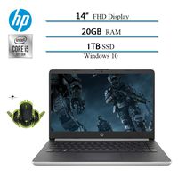 Newest 2020 HP 14" Premium FHD IPS Laptop Notebook Computer, 10th Gen i5-1035G4 (up to 3.7GHz), 20GB RAM, 1TB SSD, HDMI, WiFi, Bluetooth, Windows 10 W/ Ghost Manta Gaming Mouse