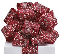 #40 Red Bandanna Satin Wired Ribbon 2.5" X 20 Yards