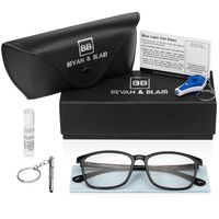 Blue Light Blocking Reading Glasses - Flexible Lightweight TR90 Square Black Frames for Women Men (+2.0 Magnification) - Anti Glare Computer Glasses, Reduce Eye Strain by BEVAN & BLAIR