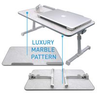 Macally Portable Laptop Table for Bed, [Large Size] Foldable & Height Adjustable Laptop Stand for Table - Sofa, Couch, Recliner - Folding Breakfast Tray Table with Legs, Notebook Lap Holder (Marble)