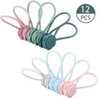 12 Pieces Magnetic Cable Clips Magnetic Cable Winders Magnetic Twist Ties Earphone Wrap Cord Organizer for Headphone, USB Cable, Home Kitchen and School Use（6 Colors）