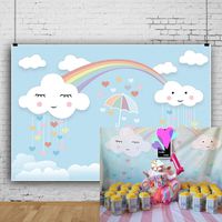OFILA Cartoon Rainbow Backdrop 7x5ft Girls Baby Shower Party Decoration Kids Photography Background Girls Birthday Portraits Newborn Baby Shoots Room Wallpaper Preschool Events Tea Party Photos Props
