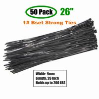 Long Heavy Duty 26 Inch Nylon Zip Cable Ties-Large 200 LBS Tensile Strength-Heavy Duty Industrial Durable Strong Cable Ties- 50 Pack - Indoor Outdoor Garden Ties Use(26",200LB, Black, UV Resistant)