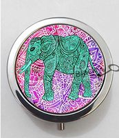 BlackKey Aztec Tribal Elephant Print 3-Compartment Decorative Pocket Gift Box Case Organizer for Pill, Color 1 -148