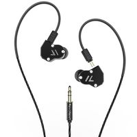 RevoNext QT2 in Ear Monitor Headphones, Triple Driver 2DD+1BA Balanced Armature with Dynamic Metal Shell Noise-Isolating Deep Bass Wired Earbuds with Detachable Cables(Black no mic)