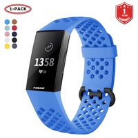 FunBand for Fitbit Charge 3 Strap Bands, Easy Adjust Breathable with Ventilation Holes Soft Silicone Sport Replacement Accessory Bracelet Straps for Fitbit Charge 3 Fitness Activity Wristband