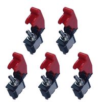 ESUPPORT 12V 20A Red Cover Rocker Toggle Switch SPST ON/Off Car Truck Boat 2Pin Pack of 5