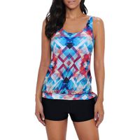 Two-Piece Bikini for Women Plus Size Floral Printed Split Strap Vest Shorts Summer Swimsuit (M, A)