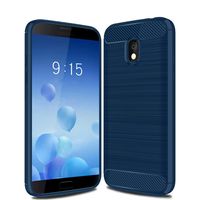 Kit Me Out World Carbon Series Case Designed for Samsung Galaxy J3 (2018) Case, Full Matte Slim Fit Flexible TPU Minimal Durable Protection Case Cover Brushed Carbon Fiber Effect (Navy Blue)