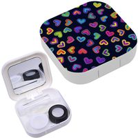 Portable Contact Lens Case Box Travel Kit Mirror + Bottle + Tweezers Container Holder [ Bright Gradient Colorful ]