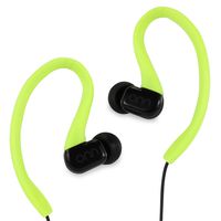 ONN Outdoor Activity Style Sports Soft Loop Hanger Vertical In-Ear Clips Earbud Headphones Earbuds with In-Line One-Touch Microphone, Neon Yellow/Black (Non-Retail Packaging)