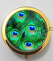 BlackKey Peacock Feather 3-Compartment Decorative Pocket Gift Box Case Organizer for Pill, Color 2 -1271