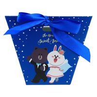 Asiproper 50pcs Bear Candy Boxes Wedding Favor Box Gift Bag for Guests Supplies(Blue)
