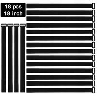 Uonika [18 Pack] 1 x 18 Cable Straps, Reusable Fastening Hook and Loop Nylon Cable Securing Straps Durable Functional Ties for Cord Management