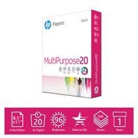 HP Printer Paper MultiPurpose 20lb, 8.5 x 11 Paper, 1 Ream, 500 Total Sheets, Made in USA From Forest Stewardship Council (FSC) Certified Resources, 96 Bright, Acid Free, Engineered for HP Compatibility, 112000R