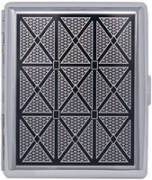 Silver Geometric Xs (Full Pack 100s) Metal-Plated Cigarette Case & Stash Box
