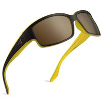 KastKing Skidaway Polarized Sport Sunglasses for Men and Women, Matte Lemon Blackout Frame, Brown Base Gold Mirror