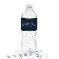 Andaz Press Navy Blue Art Deco Vintage Party Wedding Collection, Water Bottle Labels, 20-Pack