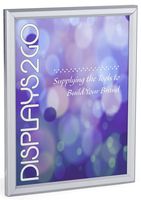 Displays2go Snap Open Sign Frame, 8" x 10", Wall or Tabletop, Protective Lens, Silver Aluminum (WSNF810SV)