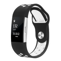 JUNYI Fitbit Charge 2 Bands,Soft Silicone Adjustable Sport Watch Strap for Fitbit Charge 2 Replacement Fitness Smart Wristbands with Hole (No Tracker) (White, Small)