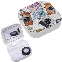 Portable Contact Lens Case Box Travel Kit Mirror + Bottle + Tweezers Container Holder [ Photo Cameras Vintage ]
