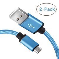 Micro USB Cable, Benicabe (2-Pack) Sync and Fast Charging Cord for Samsung Galaxy S7 Edge/ S7 S6 Note 5, Nexus, Android Charger and More (Coral Blue, 3FT)
