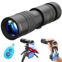 UNEGROUP High Power Monocular Telescope, HD Low Night Vision Waterproof Compact Spotting Scope with Smartphone Holder, Wireless Control & Tripod - FMC BAK4 Prism for Bird Watching, Camping, Hiking