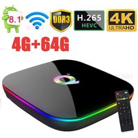 Android 8.1 TV Box with 4GB RAM 64GB ROM Q Plus Quad Core Supporting 4K (60Hz) Full Support 2.4GHz WiFi 4K 3D Ultra HD