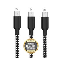 Micro USB Cable, ALEVEL 3Pack 6FT[2M] Nylon Braided USB Charger Cable, USB Charging Cable for Samsung Galaxy J8/J7/S7/S6/Edge/Note5, Sony, HTC, LG, Android Tablets and More - Black White