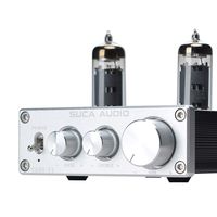SUCA-AUDIO Tube-T1 Preamplifier, Vacuum Tube Amplifier Buffer Mini Hi-Fi Stereo Preamp with Treble & Bass Tone Control for Home Audio Player (6K4 Tubes)