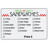 Fresh-N-Tasty Sandwich Check-Off Labels White Food Packaging Labels - 3"L x 2"H 500 Per Roll