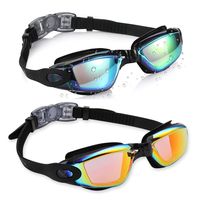 aegend 2 Pack Swim Goggles, Swimming Goggles No Leaking Anti Fog UV Protection Crystal Clear Vision Triathlon Swim Goggles with Free Protection Case for Adult Men Women Youth Teens, 10 Choices