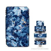 IT'S A SKIN Decal Vinyl Wrap for VooPoo Drag 2 V2 & UForce T2 Tank Vape Sticker Sleeve Cover/Heavy Blue Gold Marble Granite