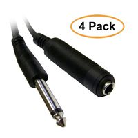 ACL 6 Feet Black 1/4 Male to 1/4 Female Mono Extension Cable, 4 Pack